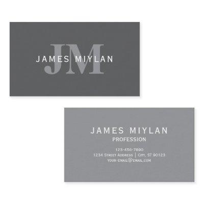 Modern Stylish Dark Grey Monogram & Name