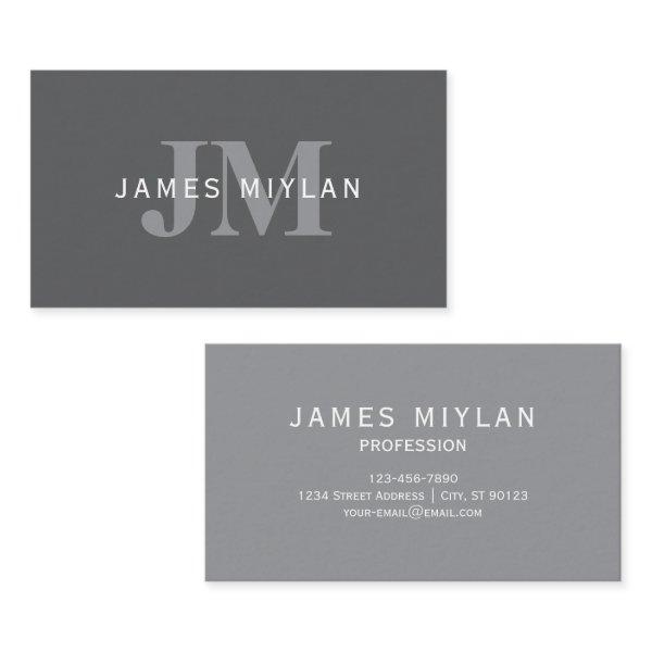 Modern Stylish Dark Grey Monogram & Name