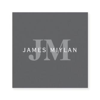 Modern Stylish Dark Grey Monogram & Name Square