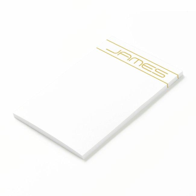 Modern Stylish Editable Gold Text & Line Stripes Post-it Notes