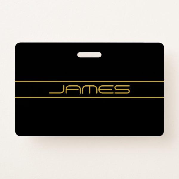 Modern Stylish Editable Gold Text & Stripes Badge