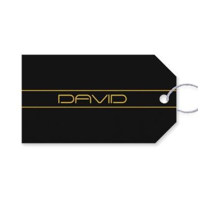 Modern Stylish Editable Gold Text & Stripes Gift Tags