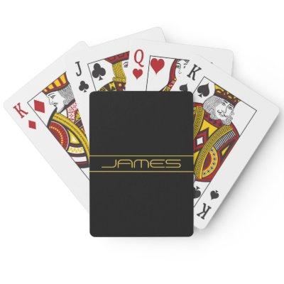 Modern Stylish Editable Gold Text & Stripes Poker Cards