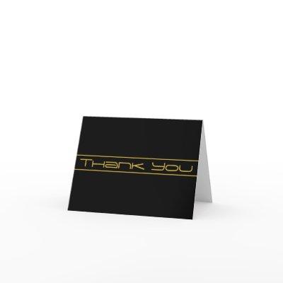 Modern Stylish Editable Gold Text & Stripes Thank You Card