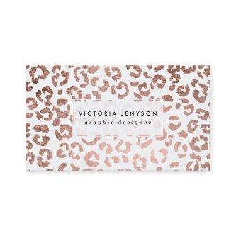 Modern stylish hand drawn rose gold leopard print