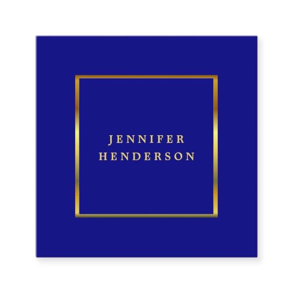 Modern stylish navy blue gold professional square