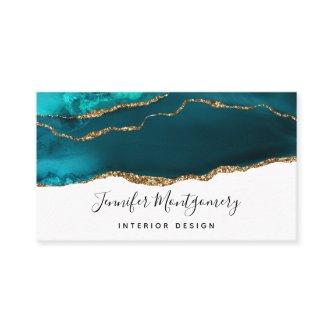 Modern Stylish Teal & Gold Agate on White