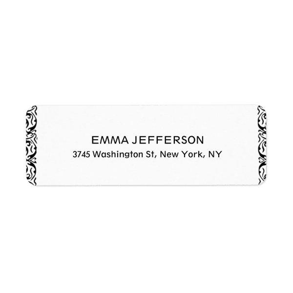 Modern Stylish White Trendy Unique Floral Damask Label