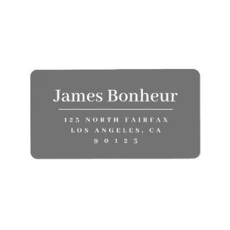Modern Stylized Return Address Grey & White Label