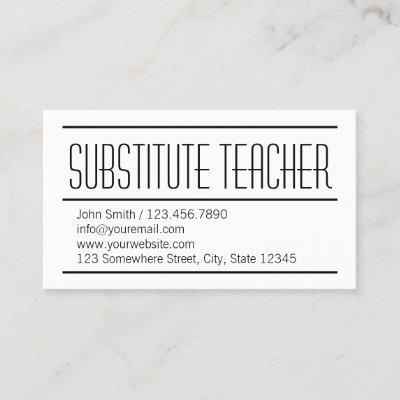 Modern Substitute Teacher Minimalist