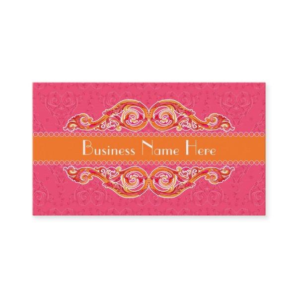 Modern Swirl Flourish Heart Tangerine Hot Pink