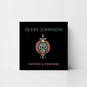 Modern Tattoo & Piercing Artistic Monkey Design Square