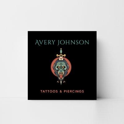 Modern Tattoo & Piercing Artistic Monkey Design Square