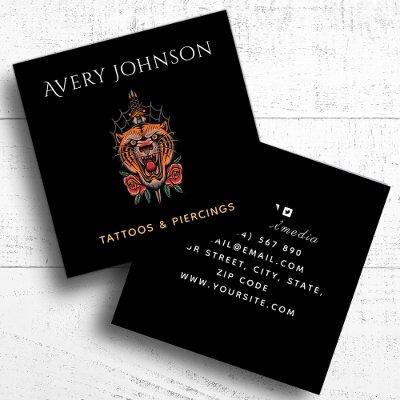 Modern Tattoo & Piercing Tiger Wild Jungle Animal Square