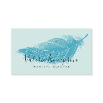 Modern teal aqua blue chic elegant boho feather