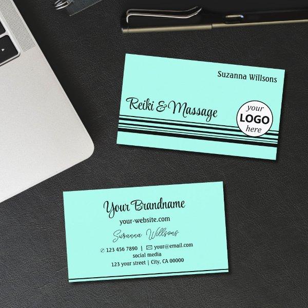Modern Teal Black Stripes with Logo Professional