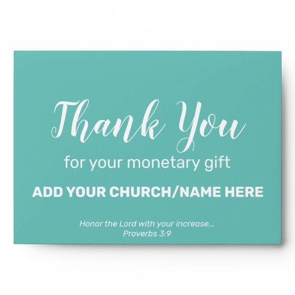 Modern Teal Church Offering Charity Donations Cash Envelope