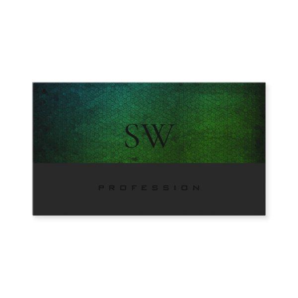 Modern Teal Green Gradient Dark Gray with Monogram