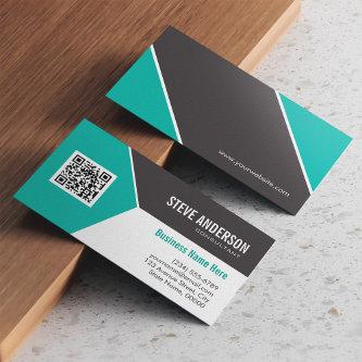 Modern Teal Turquoise Corporate QR Code Logo
