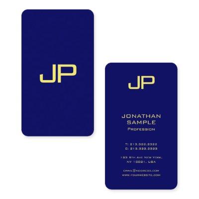 Modern Template Faux Gold Font Navy Blue Rounded
