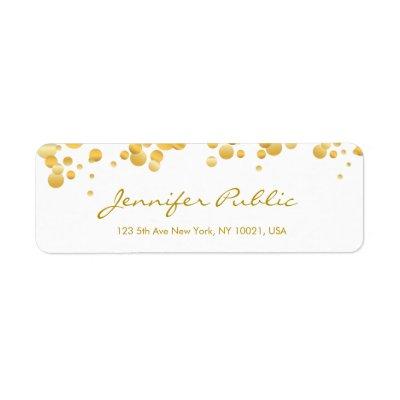 Modern Template Gold Confetti Hand Script Elegant Label