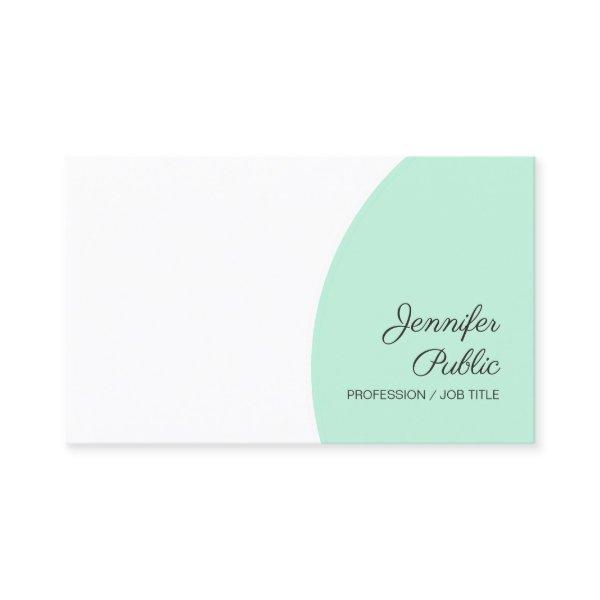 Modern Template Mint Green White Handwriting Name