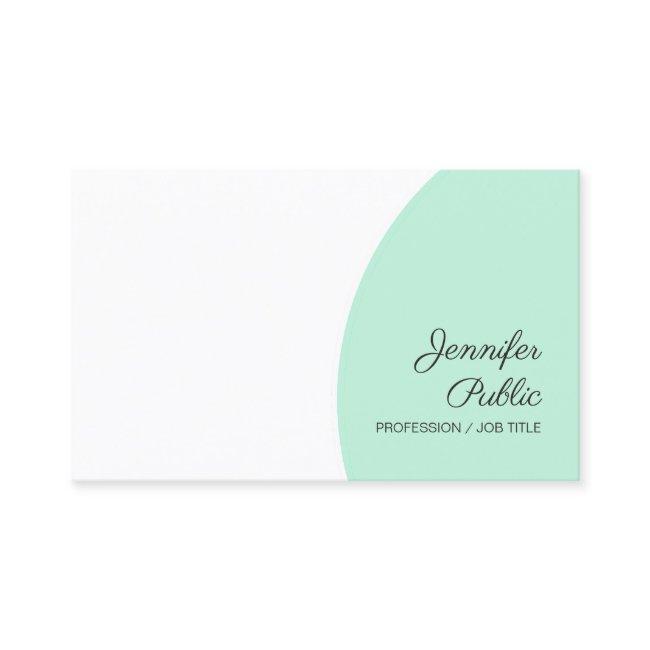 Modern Template Mint Green White Handwriting Name