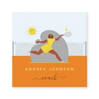 Modern Tennis Coach Female Player Illustration  Square