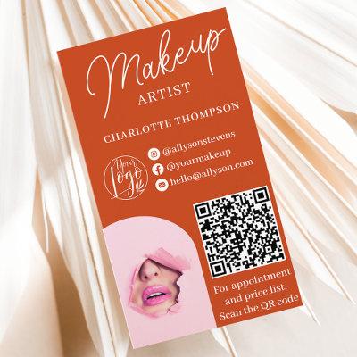 Modern terracotta makeup logo Qr code 2 photos