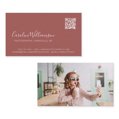 Modern Terracotta Script Photo QR Code Trendy