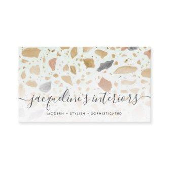 Modern Terrazzo Pattern Script Tan Rust Gray Retro