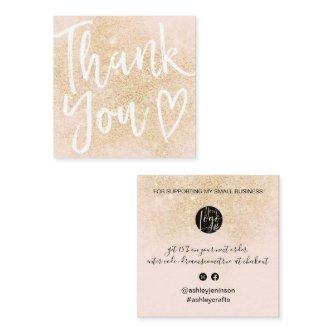 Modern thank you script order gold blush pink square