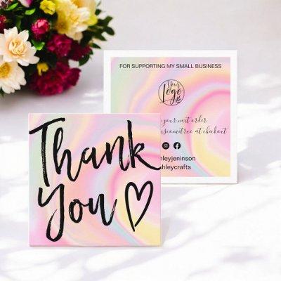 Modern thank you script order holographic square