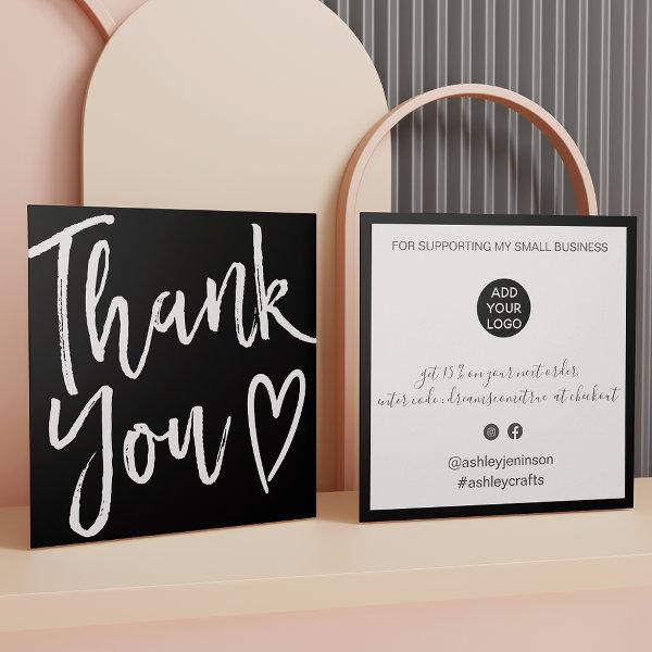 Modern thank you script order minimal black white square