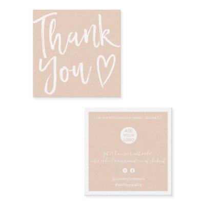 Modern thank you script order minimal blush tan square