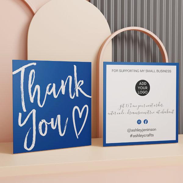 Modern thank you script order minimal  chic blue square