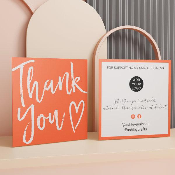 Modern thank you script order minimal coral orange square