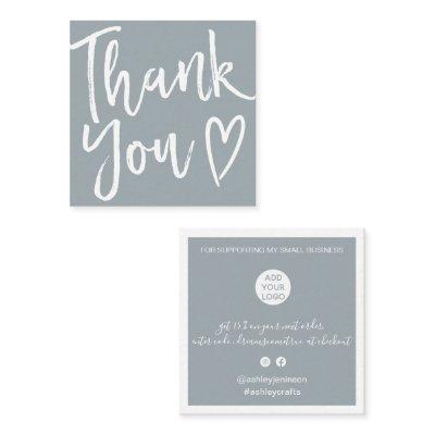 Modern thank you script order minimal dusty blue square