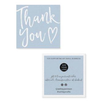 Modern thank you script order minimal dusty blue square