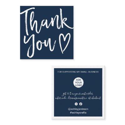 Modern thank you script order minimal navy blue square