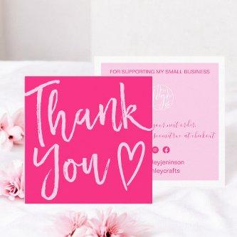Modern thank you script order minimal neon pink square