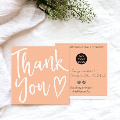 Modern thank you script order minimal peach square