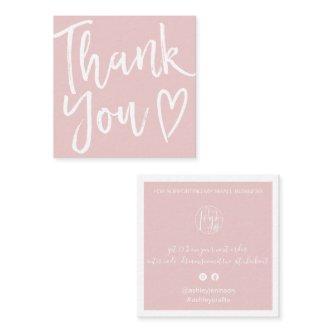 Modern thank you script order minimal pink square