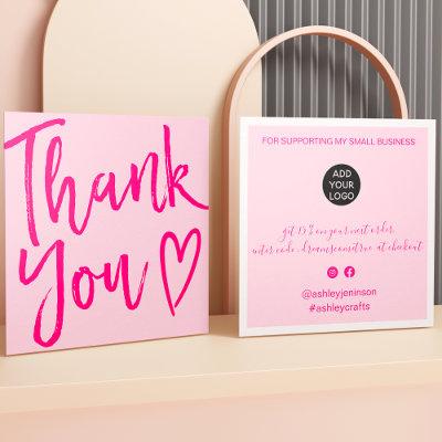 Modern thank you script order minimal retro pink square