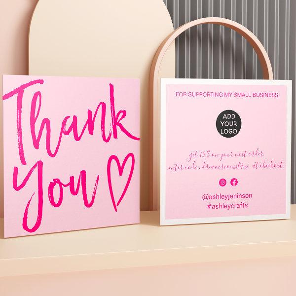 Modern thank you script order minimal retro pink square