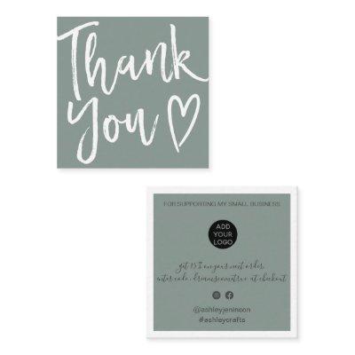 Modern thank you script order minimal sage green square