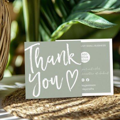 Modern thank you script order minimal sage green square
