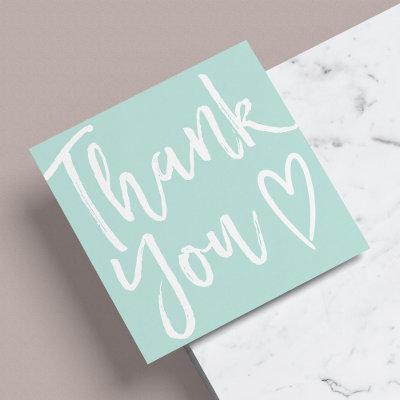 Modern thank you script order minimal teal blue square