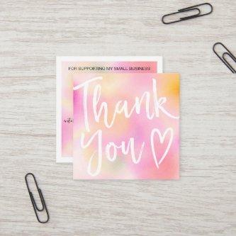 Modern thank you script order pink gradient ombre square