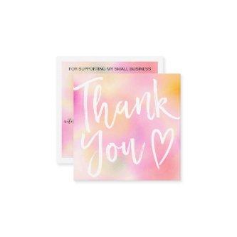 Modern thank you script order pink gradient ombre square